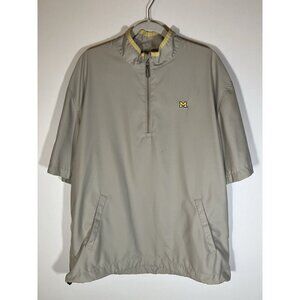 Vintage Ashworth beige Michigan Wolverines Golf pullover short sleeve shirt XL